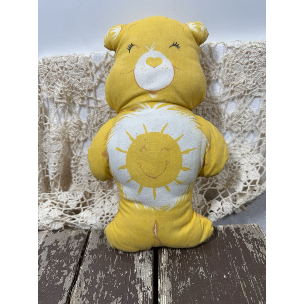 Vintage 1980s Care Bears Funshine Sunshine Sun Plush Pillow 11” Yellow